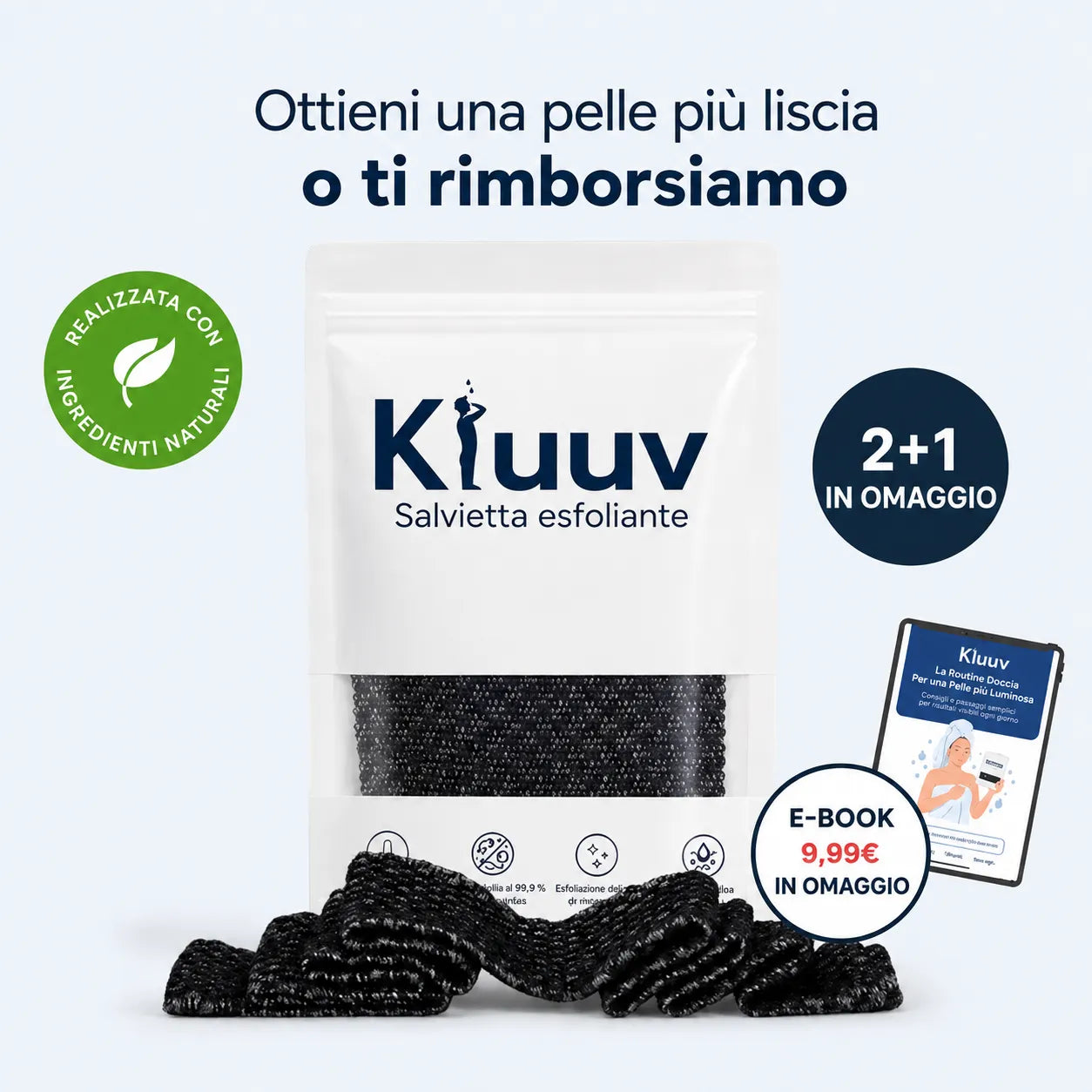 Kluuv - Salvietta da doccia esfoliante